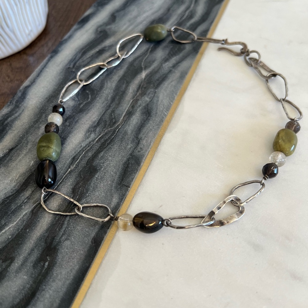Silpada Silver, Black and Green Beaded Necklace